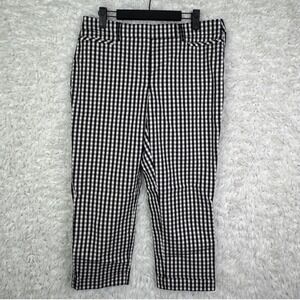 White House Black Market The Slim Crop Gingham Pants Womens Size‎ 8 Black White